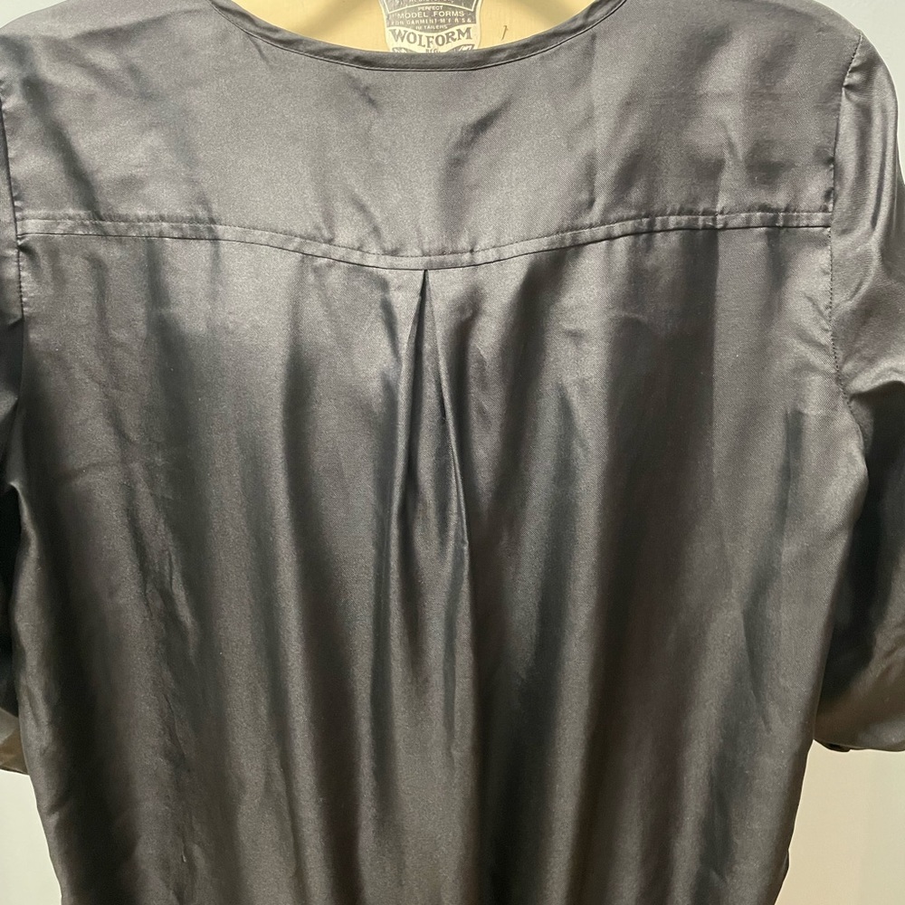 Button Down Drawstring Dull Satin Romper - image 6